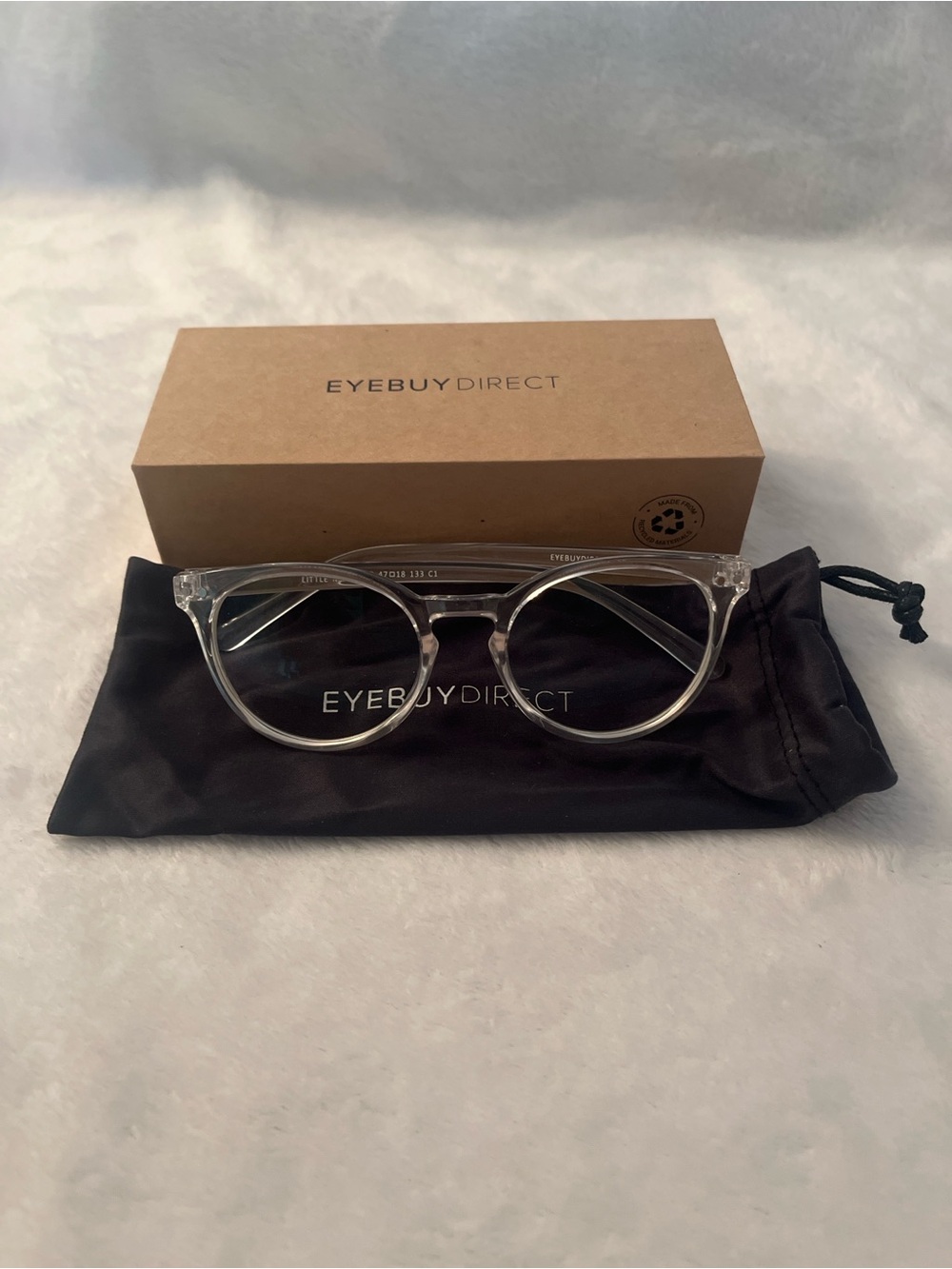 NIB Eyebuydirect Glasses clear acetate frame round eye Little Morning